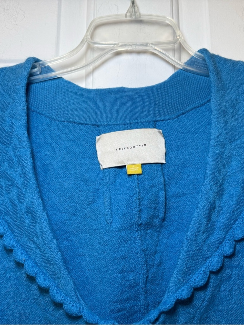 Anthropologie Leifsdóttir Cropped Blue LARGE Cardigan Shrug Bow Wool Preppy - Picture 2 of 8